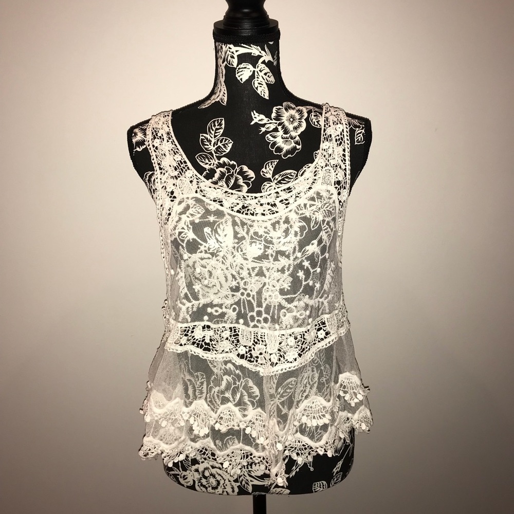 🌻❗️White Sheer Lace Top / coverup